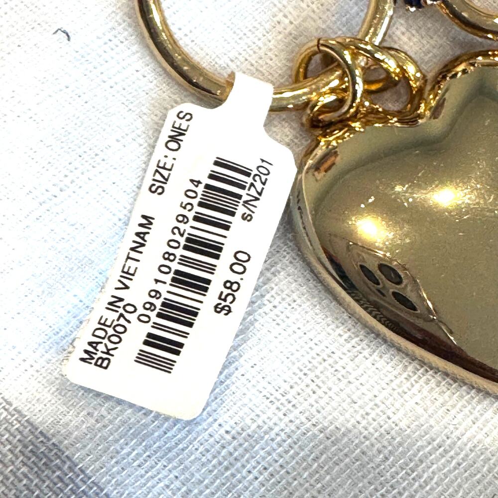 Madewell Key Cluster Bag Charm Enamel Heart Bright Polished Gold One Size NWT - Picture 5 of 7